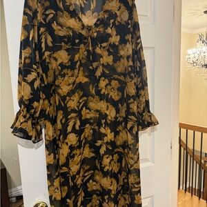 Floral Black and Gold Women's Dress